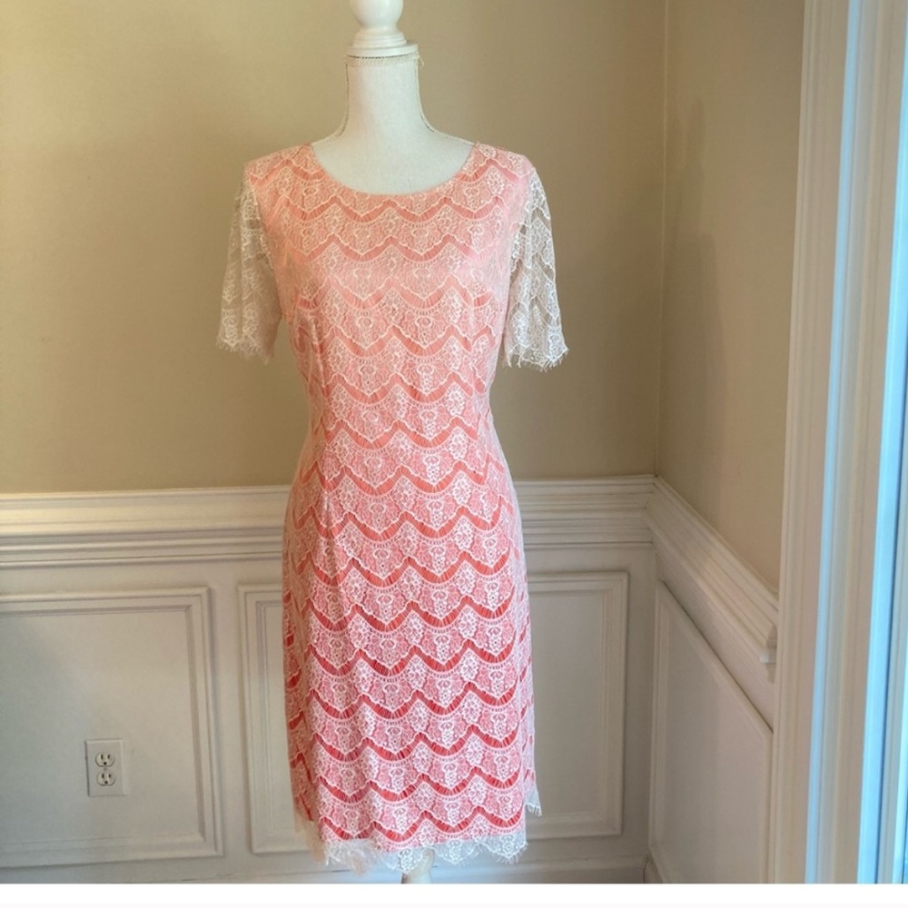 ANTONIO MELANI Pink Sheath Dress with Flutter Sleeves